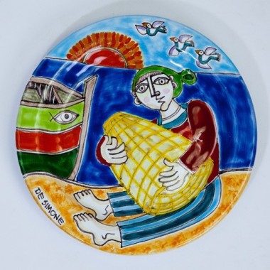 Piatto Tondo DS 18 cm Pescatore con Rete PT18DS-29 Piatto Tondo DS 18 cm Pescatore con Rete PT18DS-29